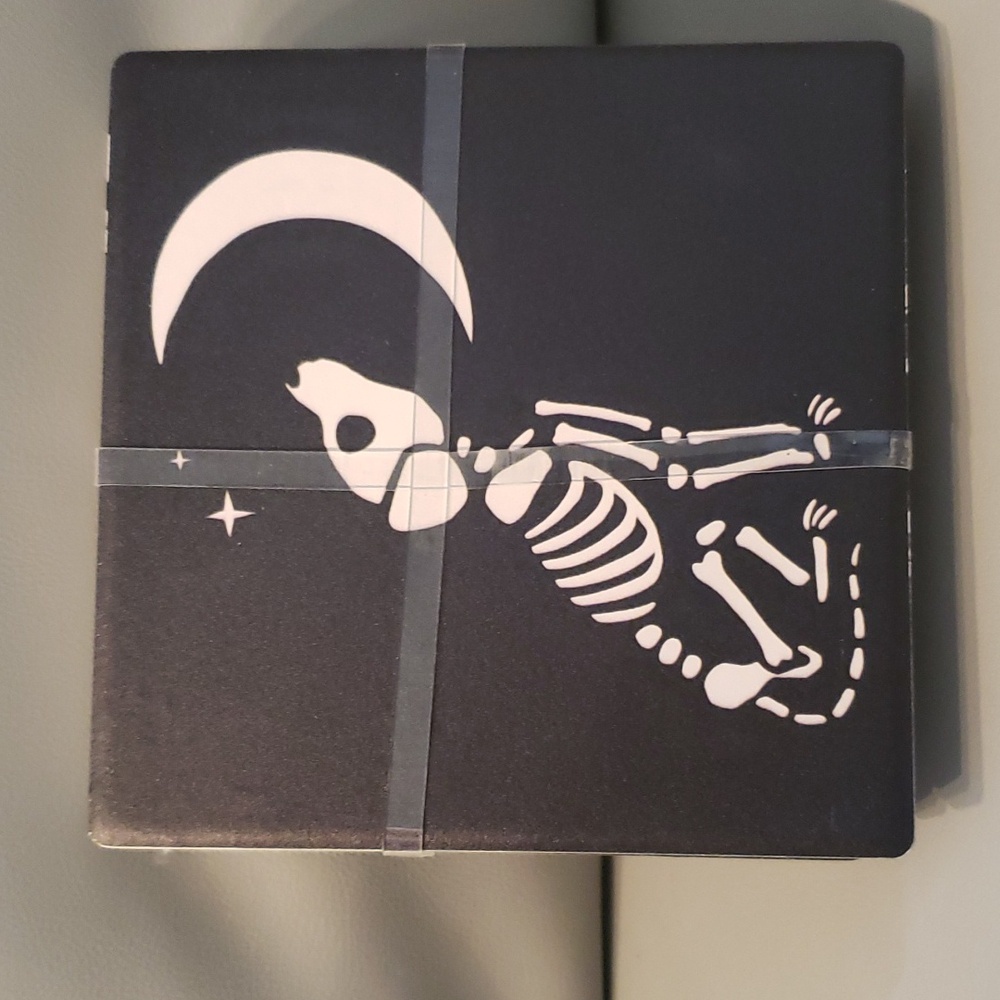 Scary skeleton Dog Halloween set of 4 ceramic coasters NWT